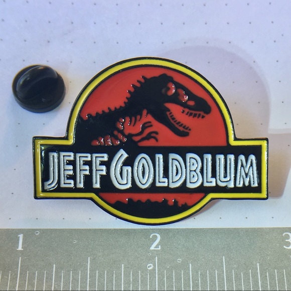 Jeff Goldblum Fan Jurassic Park logo enamel pin - Picture 4 of 5